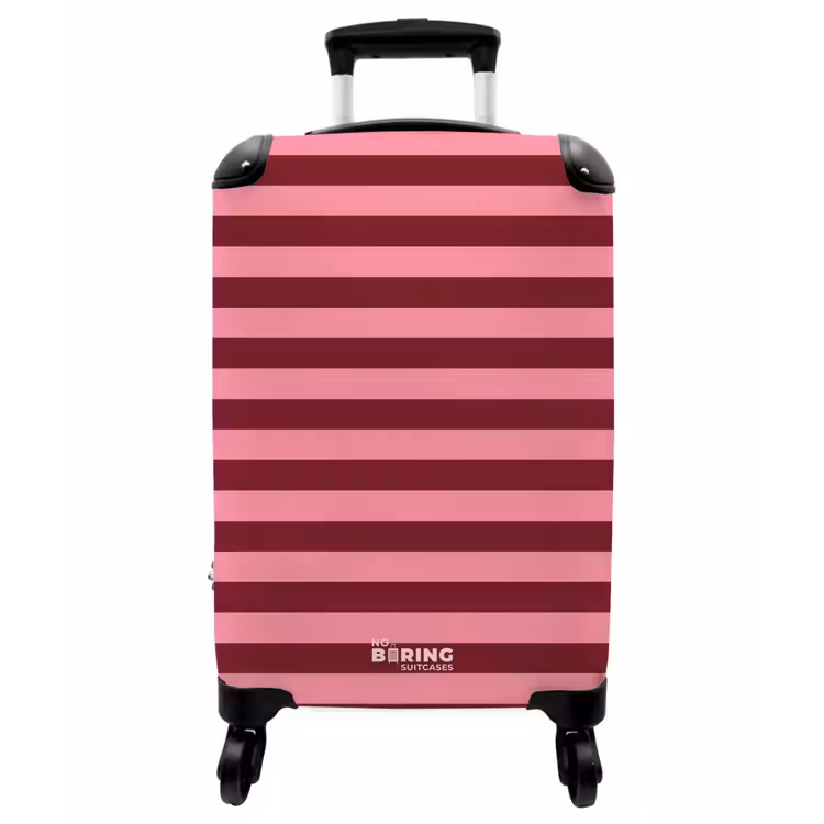 Koffer - Horizontale Streifen – Rot – Rosa - Horizontale strepen - Rood - Roze NBS - Handbagage koffer - Vrouwen middel