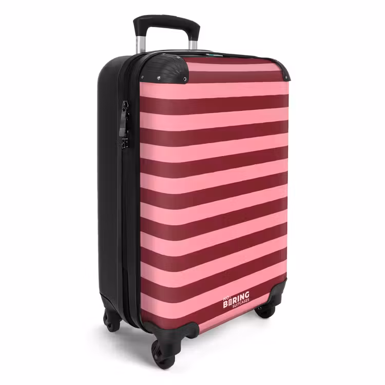 Koffer - Horizontale Streifen – Rot – Rosa - Horizontale strepen - Rood - Roze NBS - Handbagage koffer - Vrouwen middel