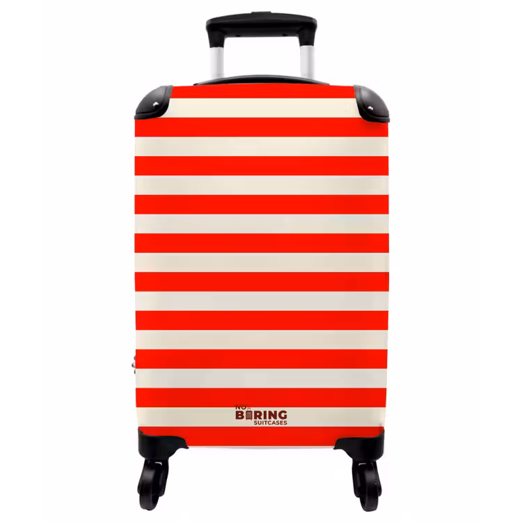 Koffer - Horizontale Streifen – Rot – Weiß - Horizontale strepen - Rood - Wit NBS - Handbagage koffer - Vrouwen middel