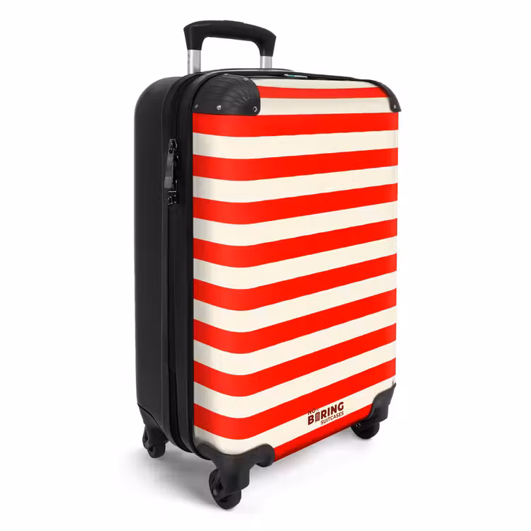 Koffer - Horizontale Streifen – Rot – Weiß - Horizontale strepen - Rood - Wit NBS - Handbagage koffer - Vrouwen middel