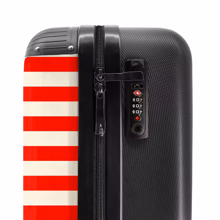 Koffer - Horizontale Streifen – Rot – Weiß - Horizontale strepen - Rood - Wit NBS - Handbagage koffer - Vrouwen middel