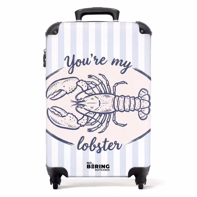 Koffer - Hummer – Illustration – Liebe – Blau – Dekoration - Kreeft - Illustratie - Liefde - Blauw - Decoratie NBS - Handbagage koffer - Volwassenen Unisex middel
