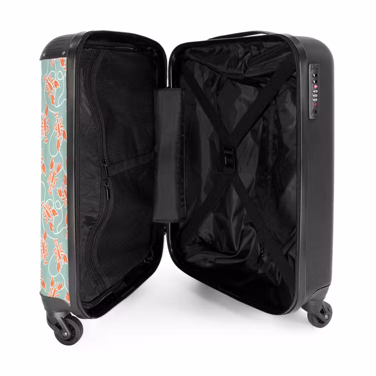 Kreeft print groen NBS - Handbagage koffer - Volwassenen Unisex middel -binnenkant