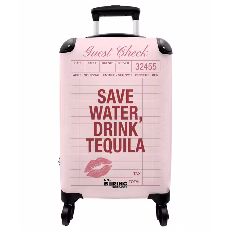 Koffer - Humor – Alkohol – Text – Rosa - Humor - Drank - Tekst - Roze NBS - Handbagage koffer - Vrouwen middel