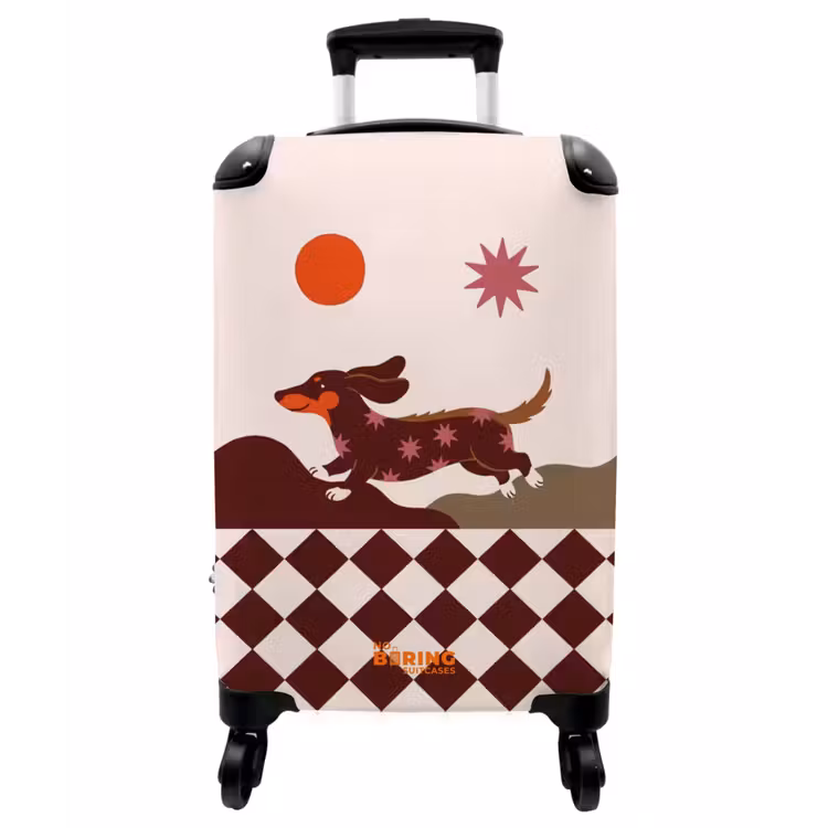 Koffer - Hund – Abstrakt – Tiere – Modern – Braun - Hond - Abstract - Dieren - Modern - Bruin NBS - Handbagage koffer - Vrouwen middel