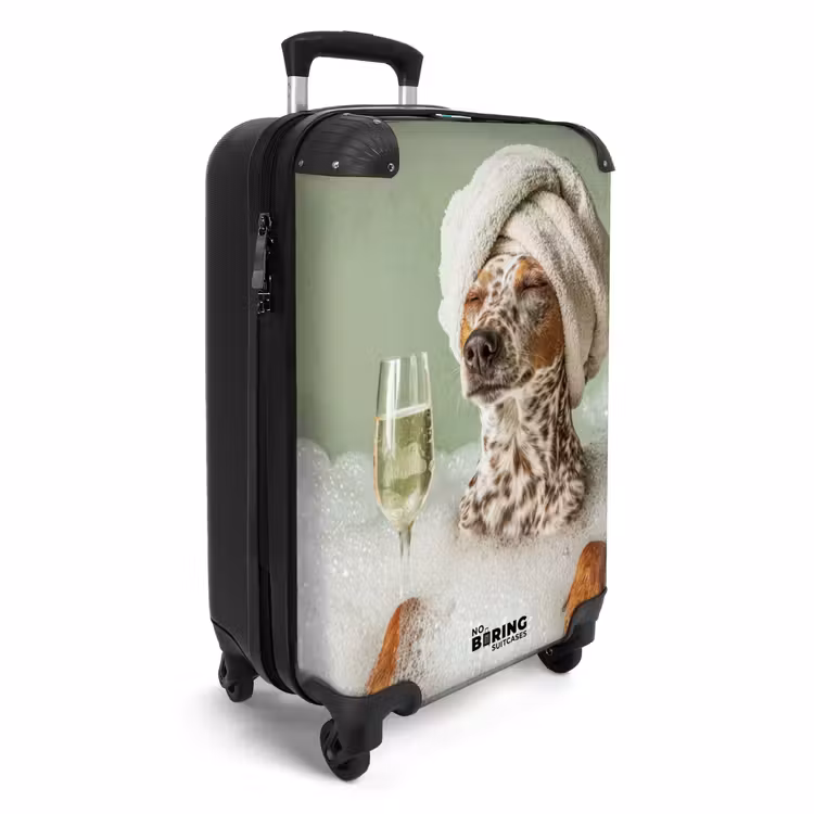 Hond - Bad - Champagne - Handdoek NBS - Handbagage koffer - Volwassenen Unisex middel -productfoto_3d