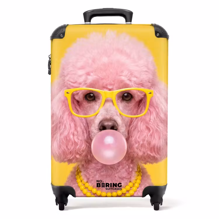 Koffer - Hund – Kaugummi – Tiere – Modern – Rosa - Hond - Kauwgum - Dieren - Modern - Roze NBS - Handbagage koffer - Volwassenen Unisex middel