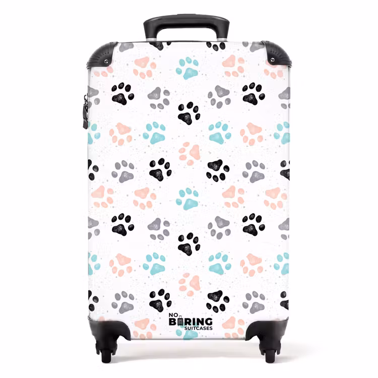 Honden poot patroon gekleurd NBS - Handbagage koffer - Kinderen Unisex middel -productfoto_recht