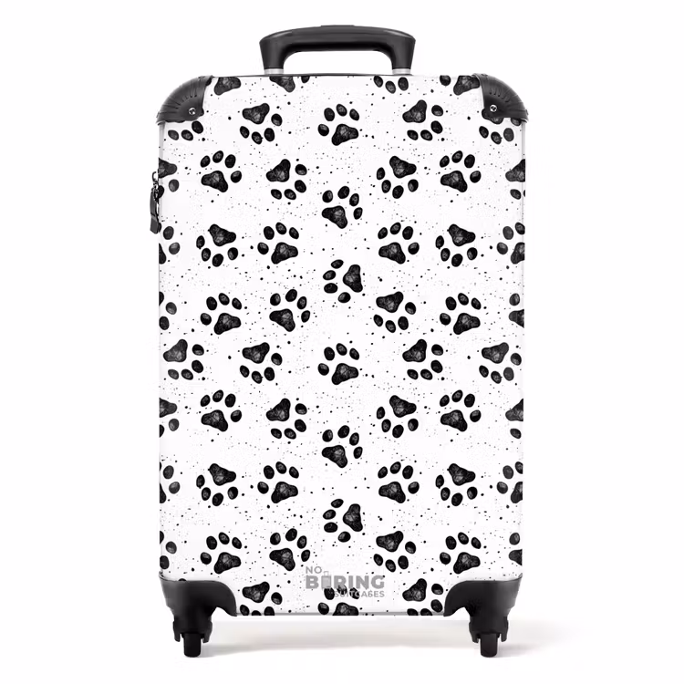 Honden poot patroon zwart wit NBS - Handbagage koffer - Kinderen Unisex middel -productfoto_recht