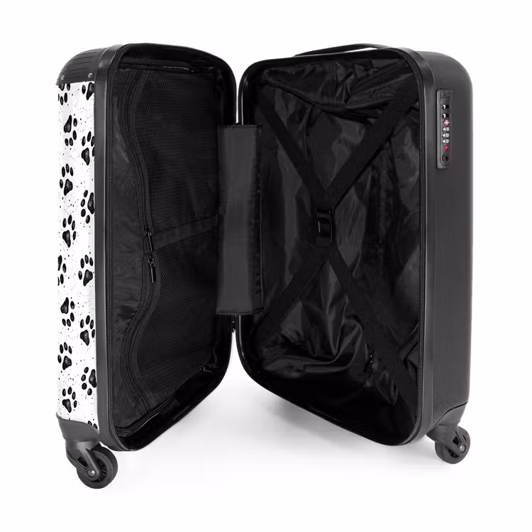 Honden poot patroon zwart wit NBS - Handbagage koffer - Kinderen Unisex middel -binnenkant