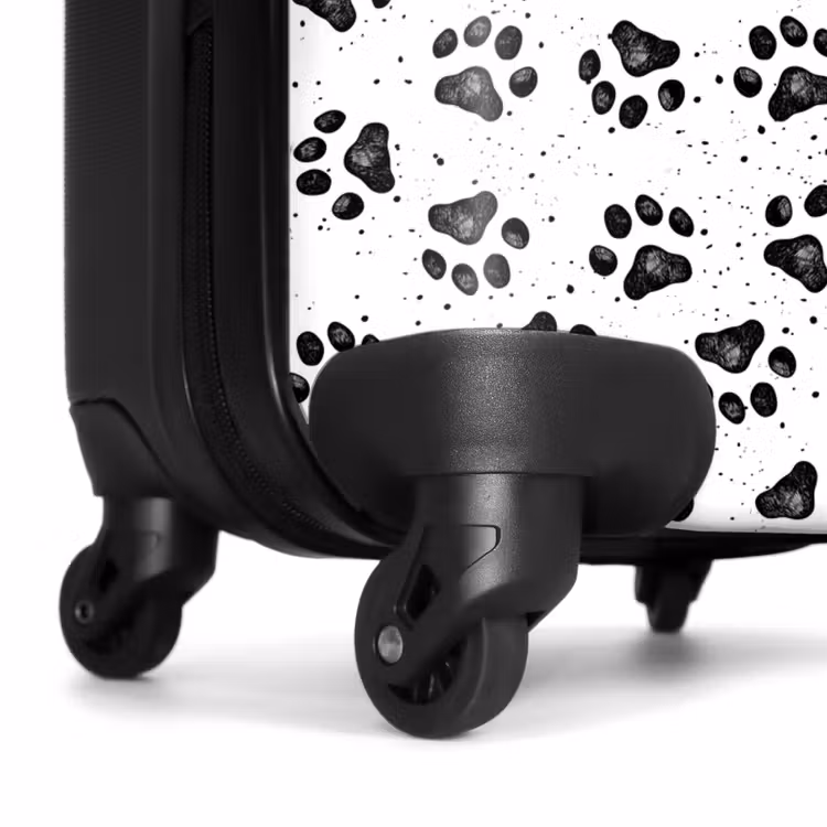 Honden poot patroon zwart wit NBS - Handbagage koffer - Kinderen Unisex middel -wiel