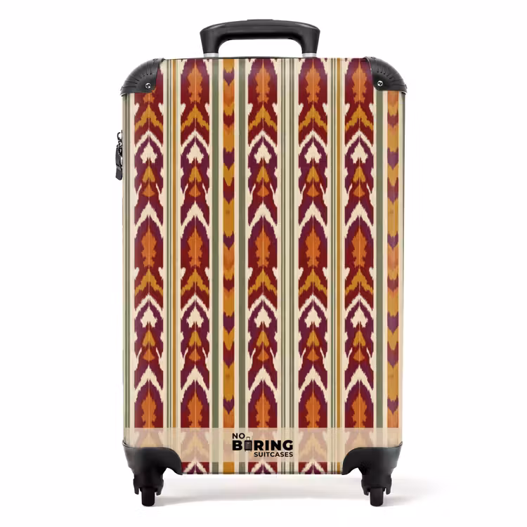 Koffer - Ikat – Bordeauxrot – Ethno – Muster - Ikat - Bordeauxrood - Etnisch - Patroon NBS - Handbagage koffer - Volwassenen Unisex middel