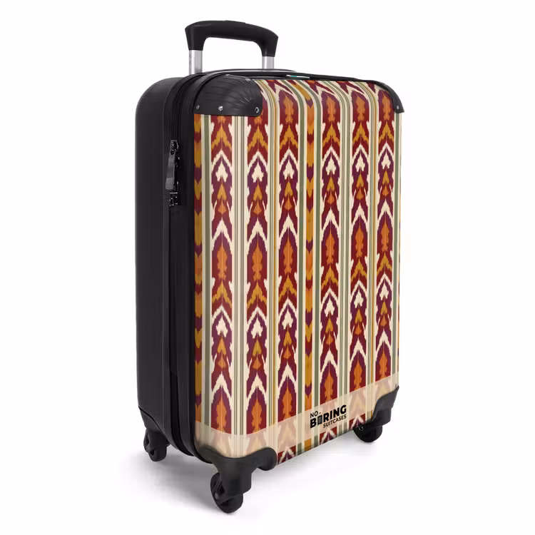 Koffer - Ikat – Bordeauxrot – Ethno – Muster - Ikat - Bordeauxrood - Etnisch - Patroon NBS - Handbagage koffer - Volwassenen Unisex middel