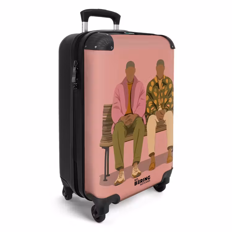 Illustratie - Bankje - Personen - Minimalistisch NBS - Handbagage koffer - Volwassenen Unisex middel -productfoto_3d