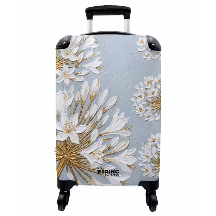 Koffer - Illustration – Blumen – Blau - Illustratie - Bloemen - Blauw NBS - Handbagage koffer - Vrouwen middel