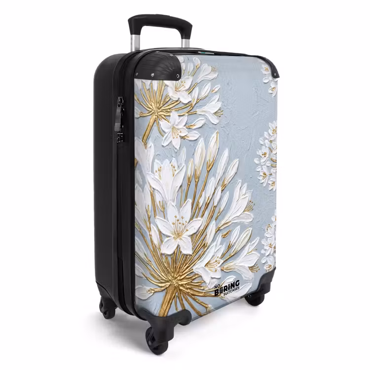 Koffer - Illustration – Blumen – Blau - Illustratie - Bloemen - Blauw NBS - Handbagage koffer - Vrouwen middel