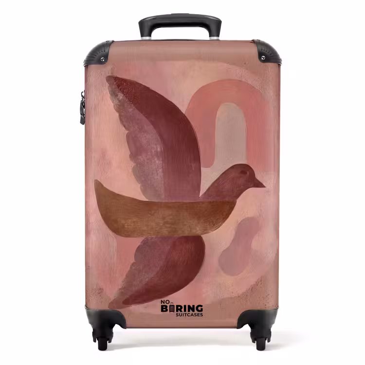Illustratie - Vogels - Abstract - Roze NBS - Handbagage koffer - Volwassenen Unisex middel -productfoto_recht