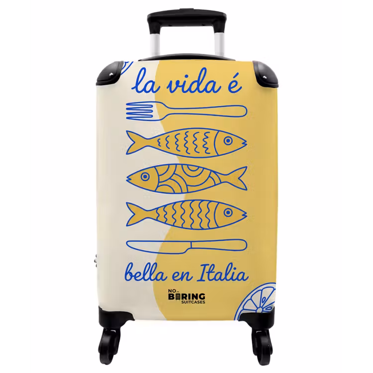 Koffer - Italien – Essen – Zitrone – Fisch – Grafik - Italië - Eten - Citroen - Vis - Grafisch NBS - Handbagage koffer - Vrouwen middel
