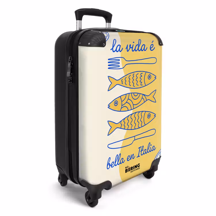 Koffer - Italien – Essen – Zitrone – Fisch – Grafik - Italië - Eten - Citroen - Vis - Grafisch NBS - Handbagage koffer - Vrouwen middel