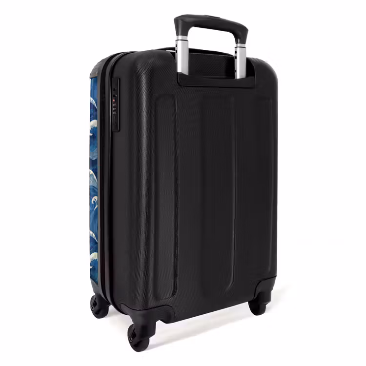 Koffer - Japanisch – Ozean – Wellen – Blau - Japans - Oceaan - Golven - Blauw NBS - Handbagage koffer - Volwassenen Unisex middel