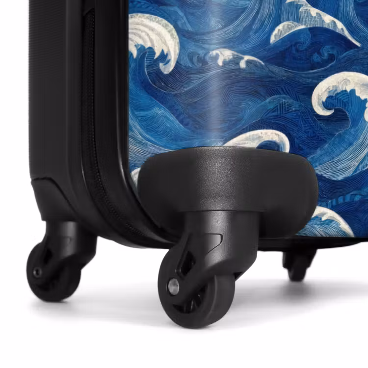 Koffer - Japanisch – Ozean – Wellen – Blau - Japans - Oceaan - Golven - Blauw NBS - Handbagage koffer - Volwassenen Unisex middel