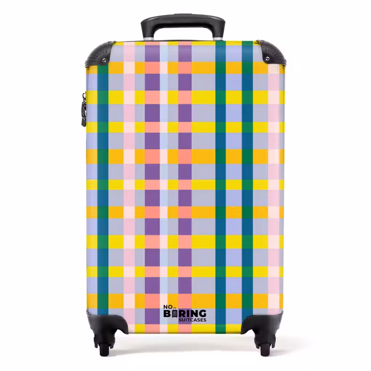 Ruit - Patroon - Kleurrijk NBS - Handbagage koffer - Volwassenen Unisex middel -productfoto_recht