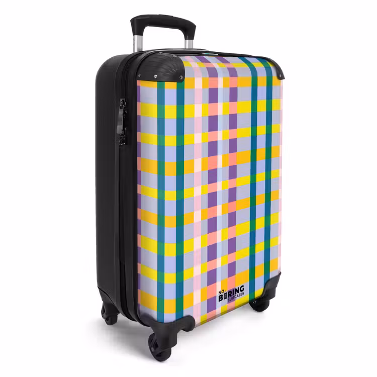 Ruit - Patroon - Kleurrijk NBS - Handbagage koffer - Volwassenen Unisex middel -productfoto_3d