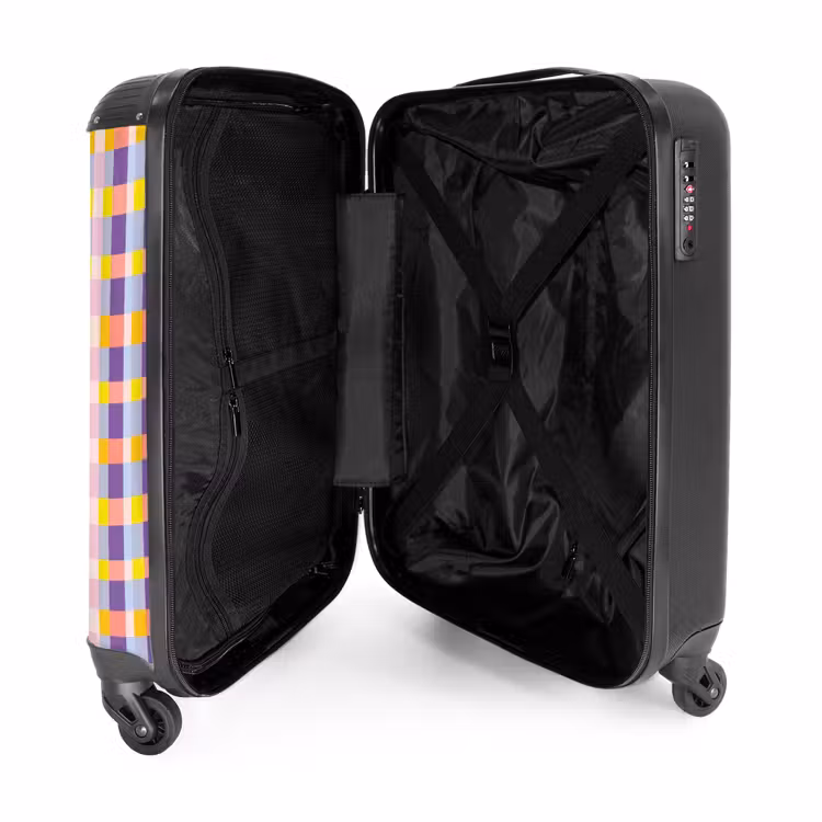 Ruit - Patroon - Kleurrijk NBS - Handbagage koffer - Volwassenen Unisex middel -binnenkant