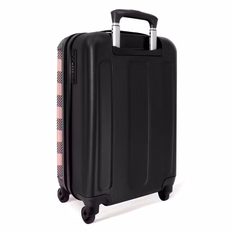 Geruit dambordpatroon in roze en zwart NBS - Handbagage koffer - Kinderen Unisex middel -achterkant