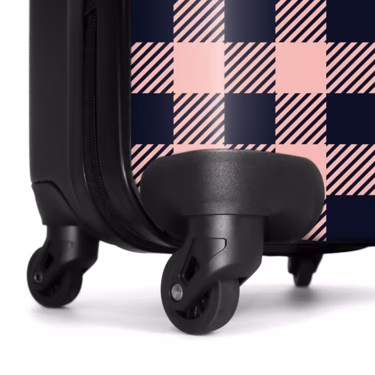 Geruit dambordpatroon in roze en zwart NBS - Handbagage koffer - Kinderen Unisex middel -wiel