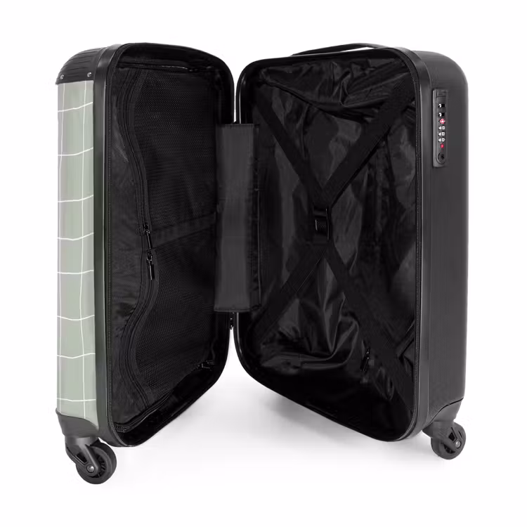 Koffer - Karomuster – gewellt – grün - Ruitpatroon - Golvend - Groen NBS - Handbagage koffer - Vrouwen middel