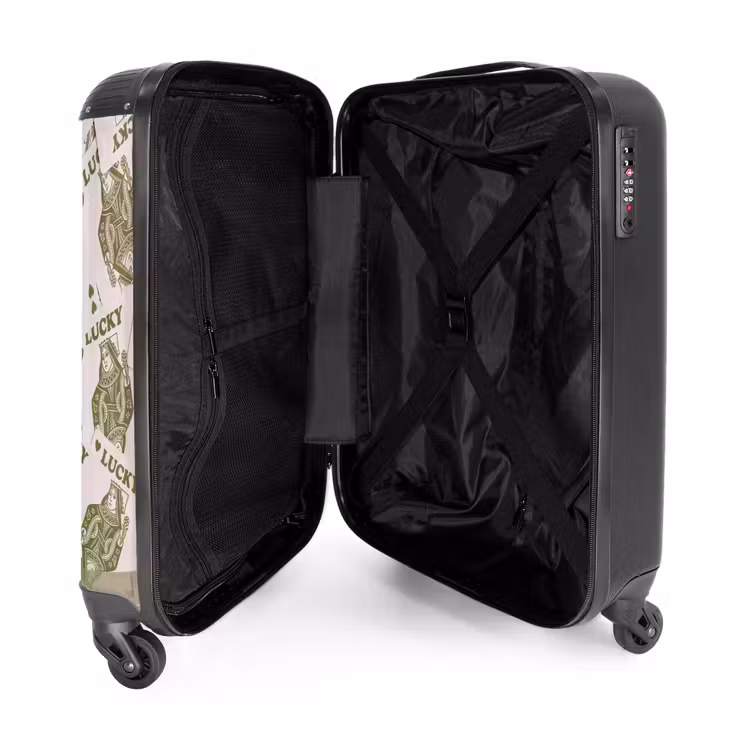 Koffer - Karten – Königin – Muster – Grün – Spiel - Kaarten - Koningin - Patroon - Groen - Spel NBS - Handbagage koffer - Vrouwen middel