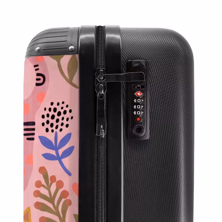 Koffer - Katze – Blumen – Tiere – Modern – Rosa - Kat - Bloemen - Dieren - Modern - Roze NBS - Handbagage koffer - Vrouwen middel