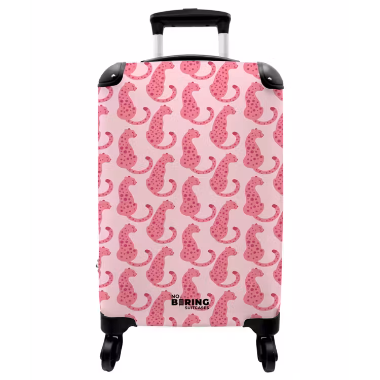 Koffer - Katze – Gefleckt – Tiere – Muster – Rosa - Kat - Gevlekt - Dieren - Patroon - Roze NBS - Handbagage koffer - Vrouwen middel