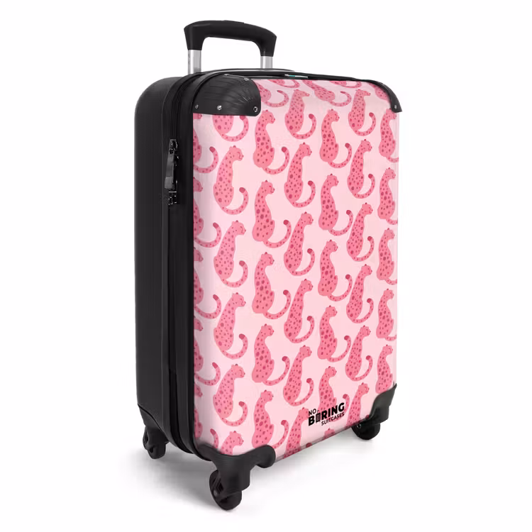 Koffer - Katze – Gefleckt – Tiere – Muster – Rosa - Kat - Gevlekt - Dieren - Patroon - Roze NBS - Handbagage koffer - Vrouwen middel
