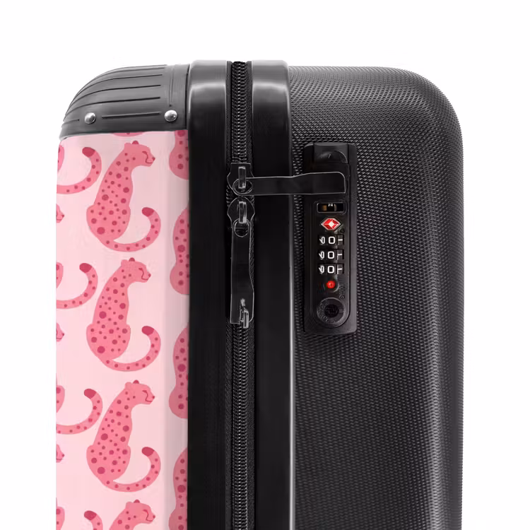 Koffer - Katze – Gefleckt – Tiere – Muster – Rosa - Kat - Gevlekt - Dieren - Patroon - Roze NBS - Handbagage koffer - Vrouwen middel