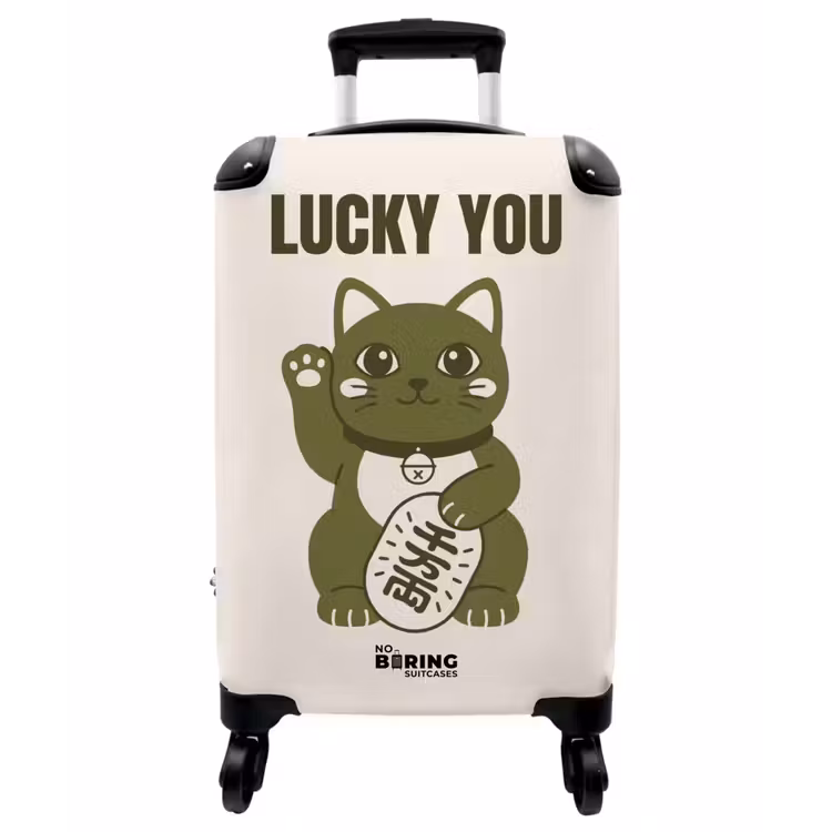 Koffer - Katze – Glück – Tiere – Modern – Grün - Kat - Geluk - Dieren - Modern - Groen NBS - Handbagage koffer - Vrouwen middel