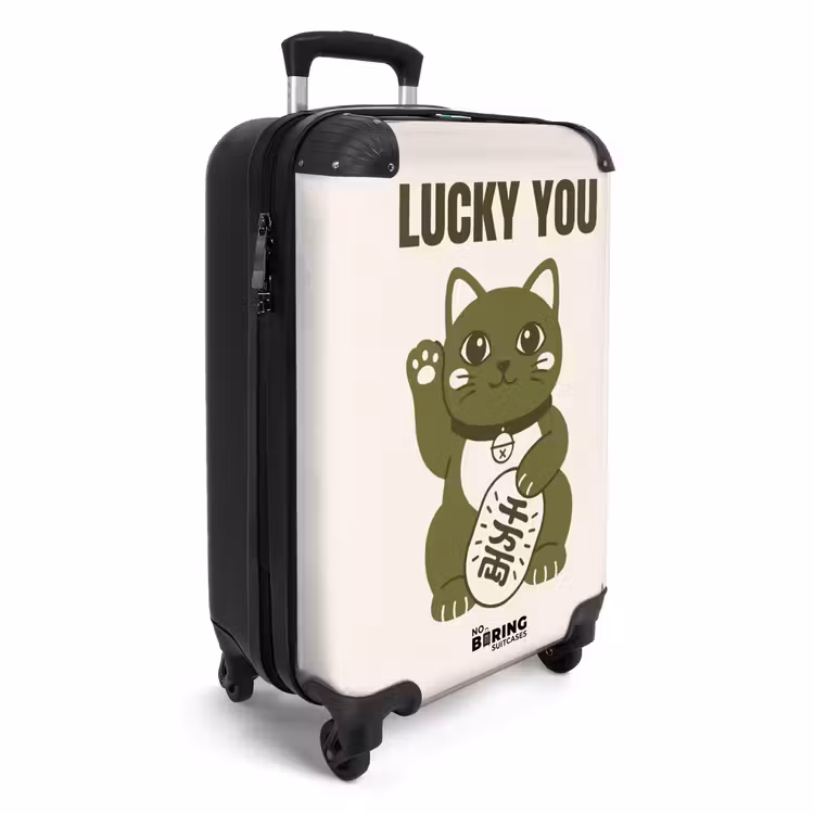 Koffer - Katze – Glück – Tiere – Modern – Grün - Kat - Geluk - Dieren - Modern - Groen NBS - Handbagage koffer - Vrouwen middel