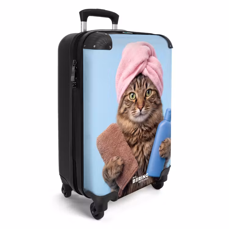 Kat - Handdoek - Washand - Zeep NBS - Handbagage koffer - Volwassenen Unisex middel -productfoto_3d