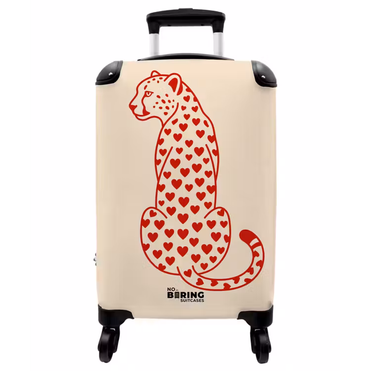 Koffer - Katze – Herzen – Tiere – Modern – Rot - Kat - Harten - Dieren - Modern - Rood NBS - Handbagage koffer - Vrouwen middel
