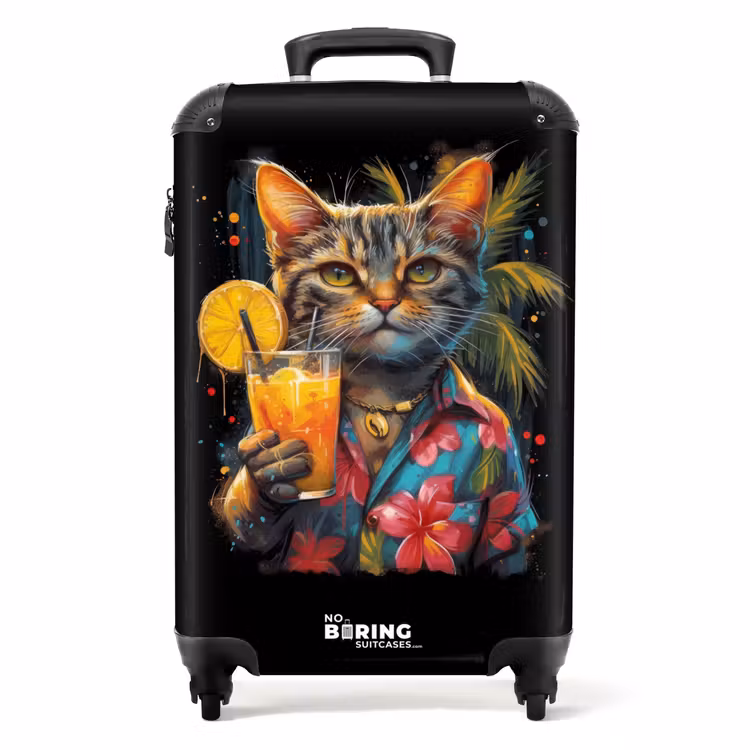 Kat in tropische street art stijl NBS - Handbagage koffer - Volwassenen Unisex middel -productfoto_recht