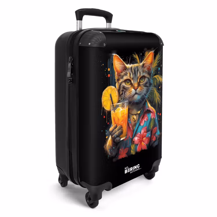 Kat in tropische street art stijl NBS - Handbagage koffer - Volwassenen Unisex middel -productfoto_3d