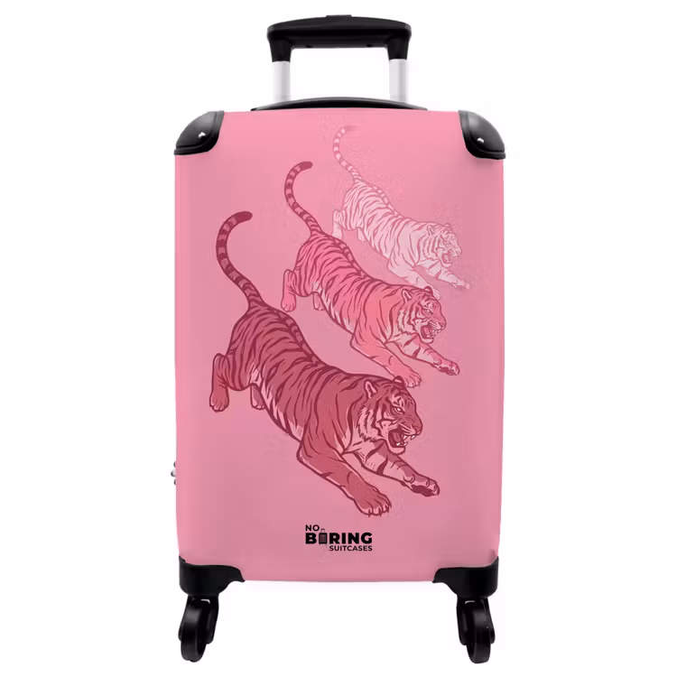 Koffer - Katze – Springend – Tiere – Rosa – Modern - Kat - Springend - Dieren - Roze - Modern NBS - Handbagage koffer - Vrouwen middel