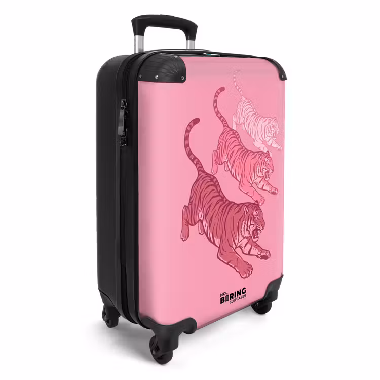 Koffer - Katze – Springend – Tiere – Rosa – Modern - Kat - Springend - Dieren - Roze - Modern NBS - Handbagage koffer - Vrouwen middel