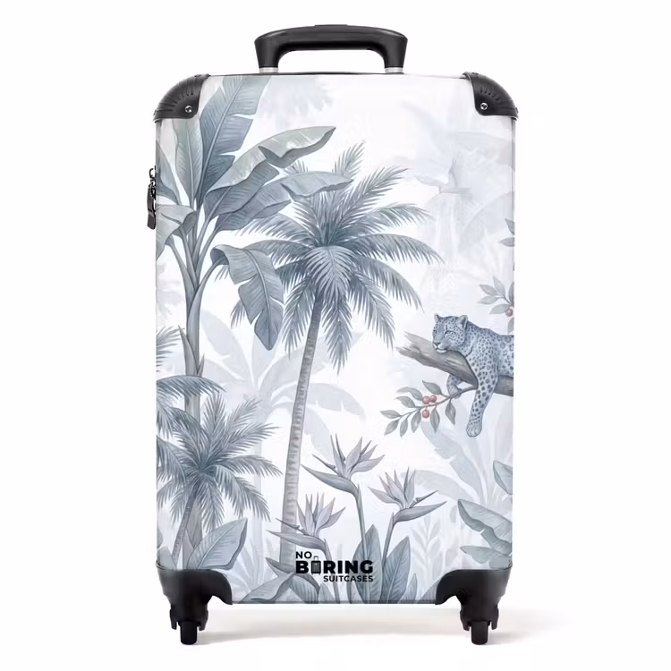 Koffer - Katze – Tropischer Wald – Modern – Grau - Kat - Tropisch bos - Modern - Grijs NBS - Handbagage koffer - Volwassenen Unisex middel