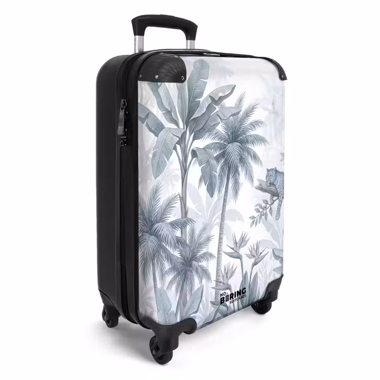 Koffer - Katze – Tropischer Wald – Modern – Grau - Kat - Tropisch bos - Modern - Grijs NBS - Handbagage koffer - Volwassenen Unisex middel