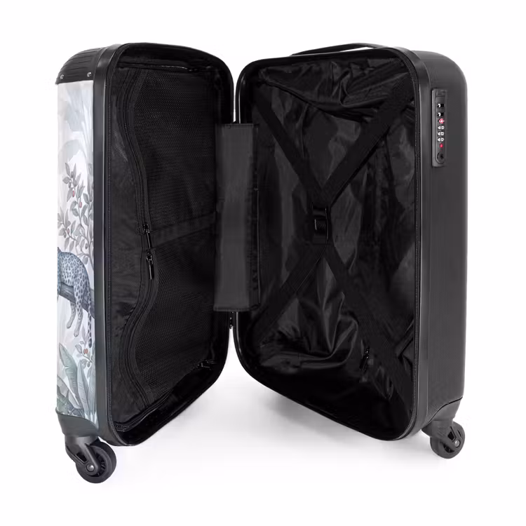 Koffer - Katze – Tropischer Wald – Modern – Grau - Kat - Tropisch bos - Modern - Grijs NBS - Handbagage koffer - Volwassenen Unisex middel