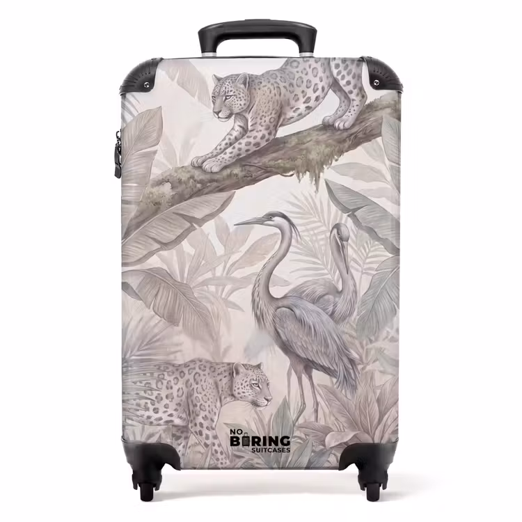 Koffer - Katze – Vogel – Dschungel – Illustration – Tiere - Kat - Vogel - Jungle - Illustratie - Dieren NBS - Handbagage koffer - Volwassenen Unisex middel