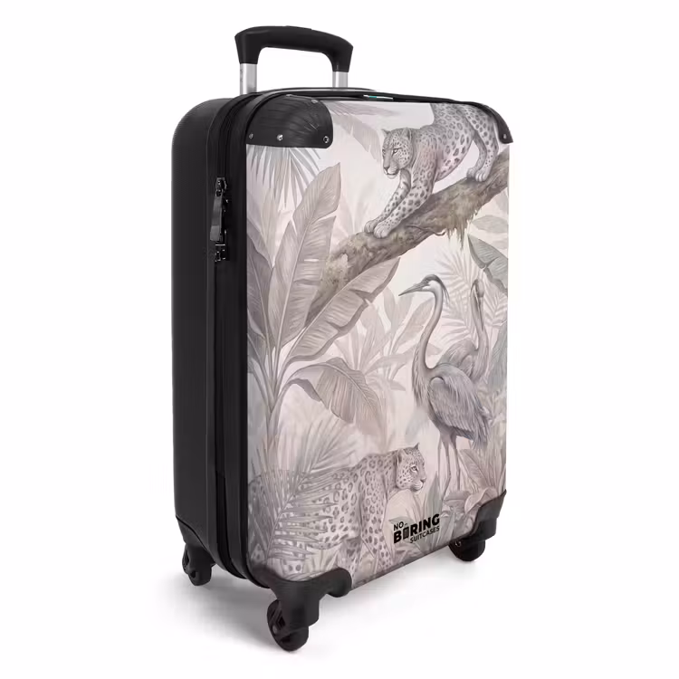 Koffer - Katze – Vogel – Dschungel – Illustration – Tiere - Kat - Vogel - Jungle - Illustratie - Dieren NBS - Handbagage koffer - Volwassenen Unisex middel