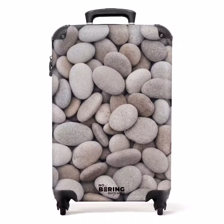 Kiezels - Stenen - Grijs NBS - Handbagage koffer - Volwassenen Unisex middel -productfoto_recht